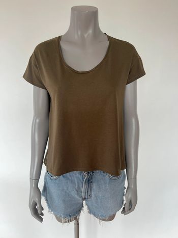 T-shirt kaki uni MANGO - Taille S - Coton bio