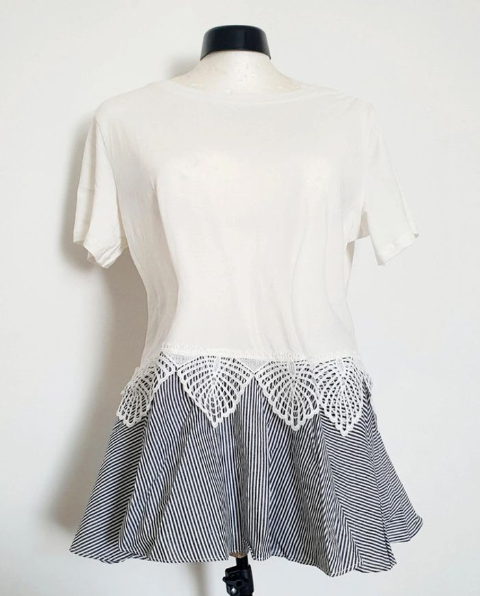 T-shirt Peplum blanc et crochet M - photo numéro 2