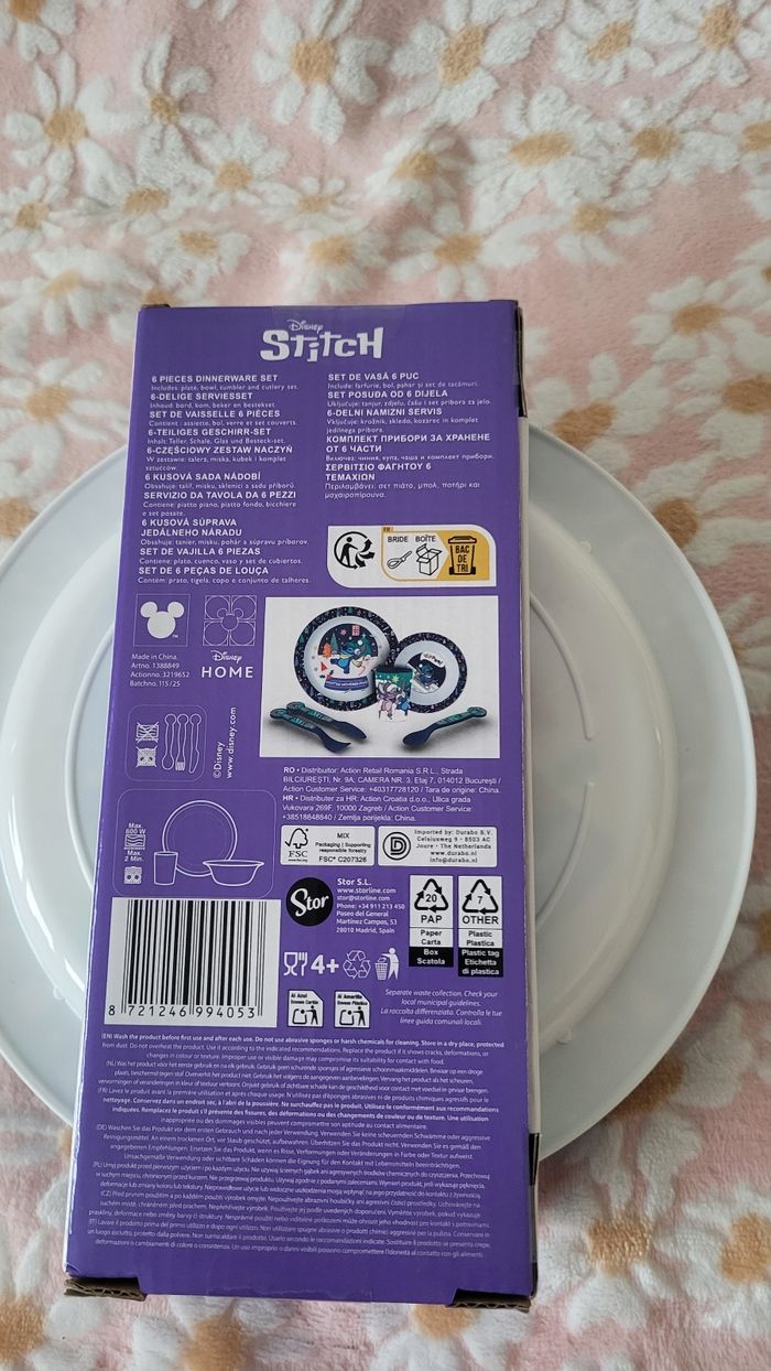 Set repas bébé enfant stitch angel neuf assiette bol couverts - photo numéro 5