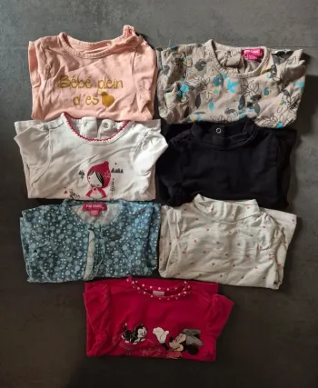 T-shirts ML,  Fille 6 mois