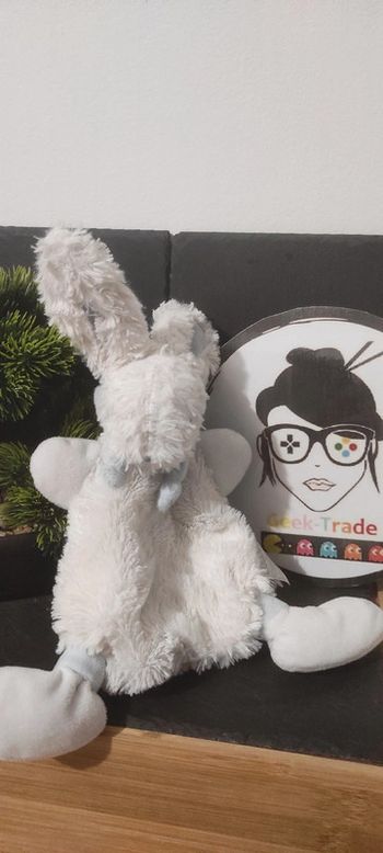 Doudou et compagnie lapin Bonbon plat blanc bleu dc2121 Noeud Écharpe Fourrure