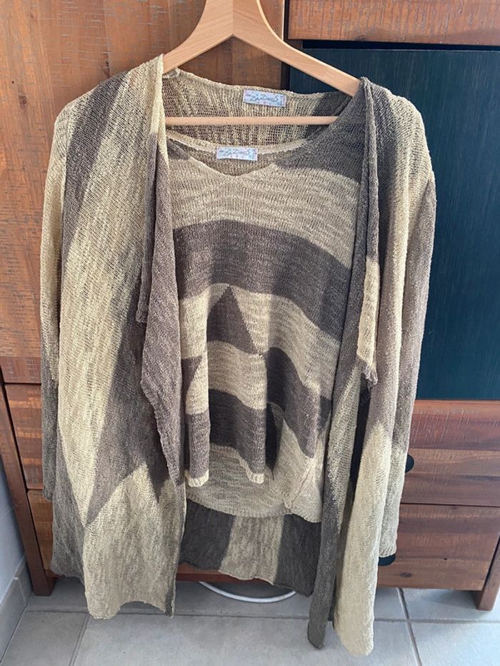 Ensemble gilet et pull manches longues les zazies