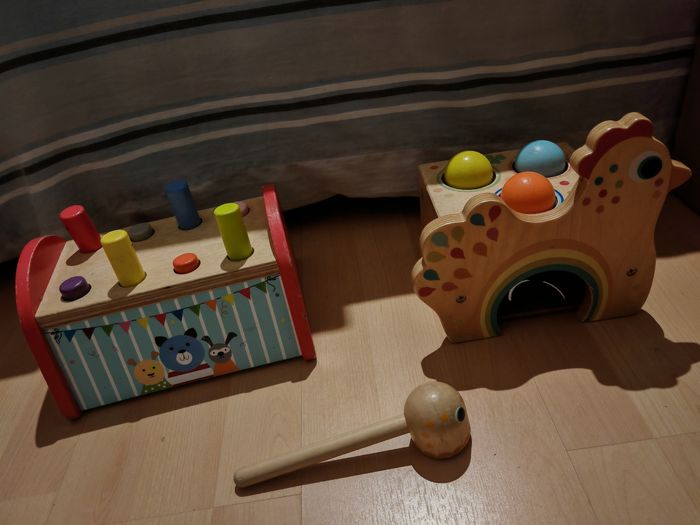 2 Jeux de boules à martelé en bois