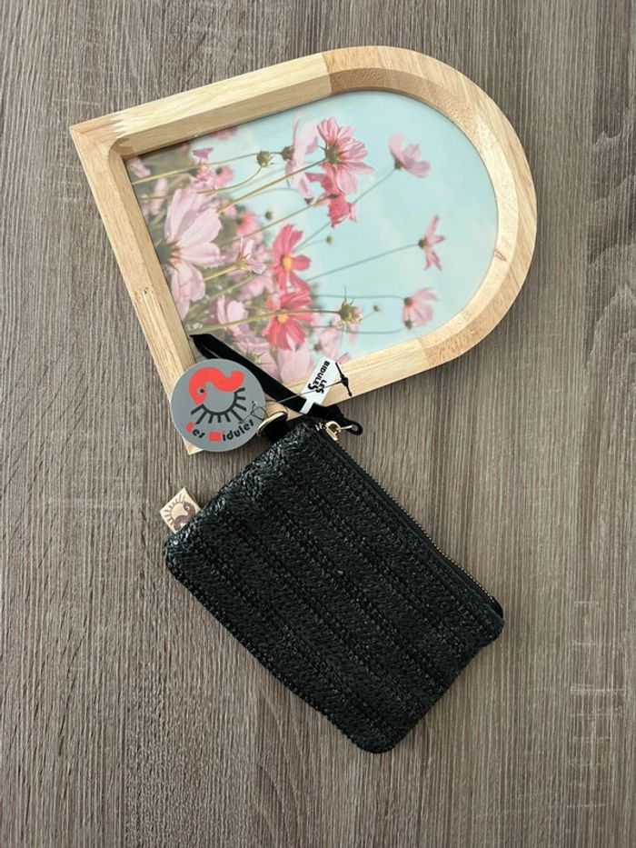 Pochette noire tressée - 17 x 11 cm
