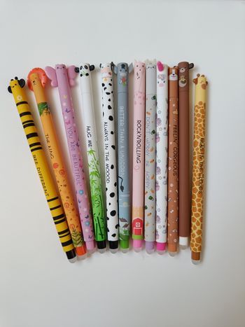 12 stylos effaçables animaux 