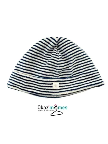 Bonnet bébé en velours rayé - Petit Bateau 1 mois
