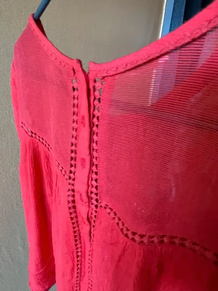Tunique rose corail avec dentelle T 38 promod - photo numéro 4