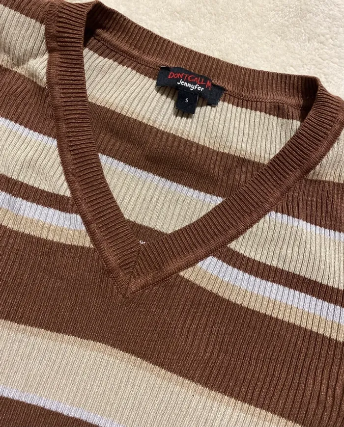 Pull à rayures marron et beige – Jennyfer - Taille S - photo numéro 3