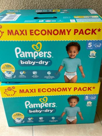 Lot 2 cartons Pampers baby dry 5