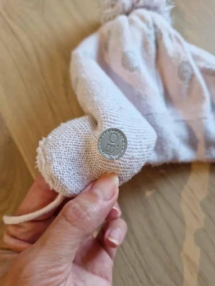 Bonnet fille Okaidi doublure polaire rose à points gris - photo numéro 3