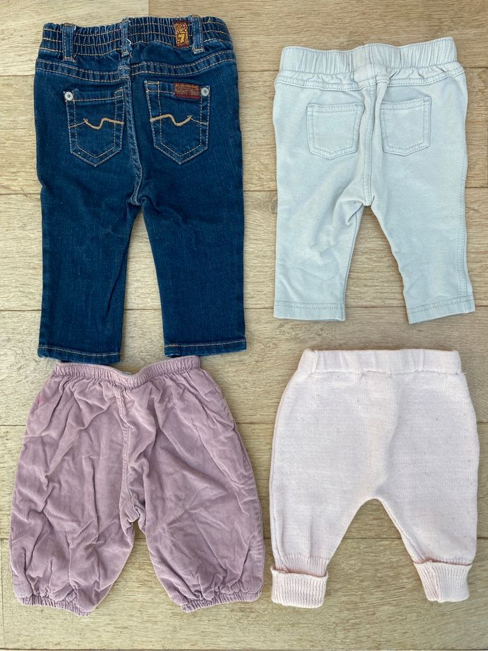 Lot bas pantalon bas sarouel bébé fille 3 mois taille élastique - photo numéro 2