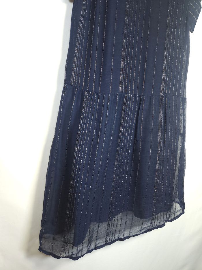 Robe Zadig & Voltaire "Racy Metal" Bleu Marine Rayures Dorées - Taille M - photo numéro 6