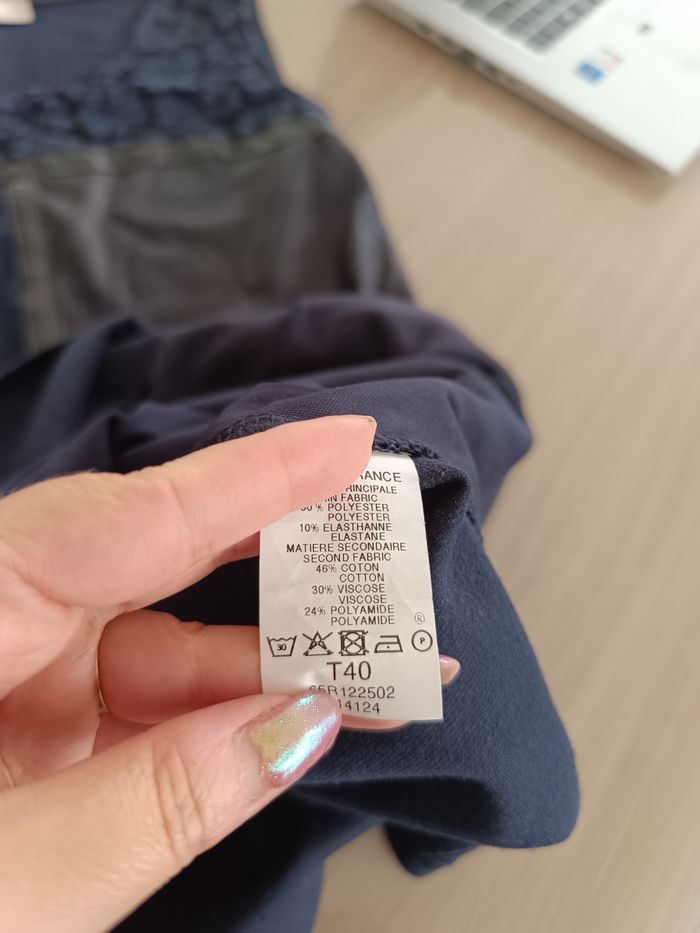 Robe simili cuir et dentelle Cassis taille 40 - photo numéro 4