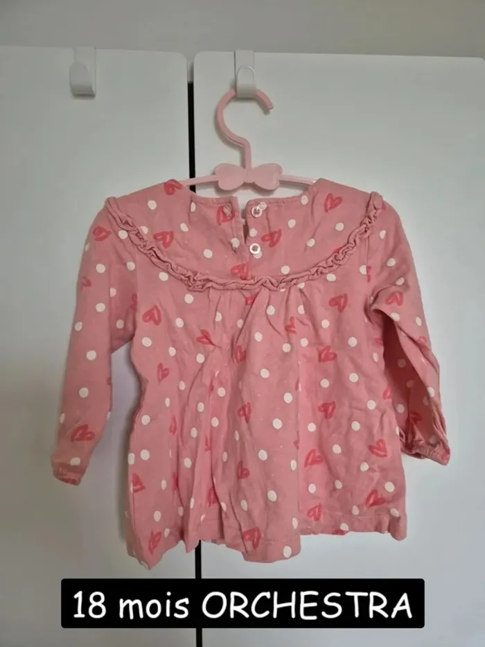 T-shirt blouse Orchestra 18 mois 81 cm rose manches longues - photo numéro 5