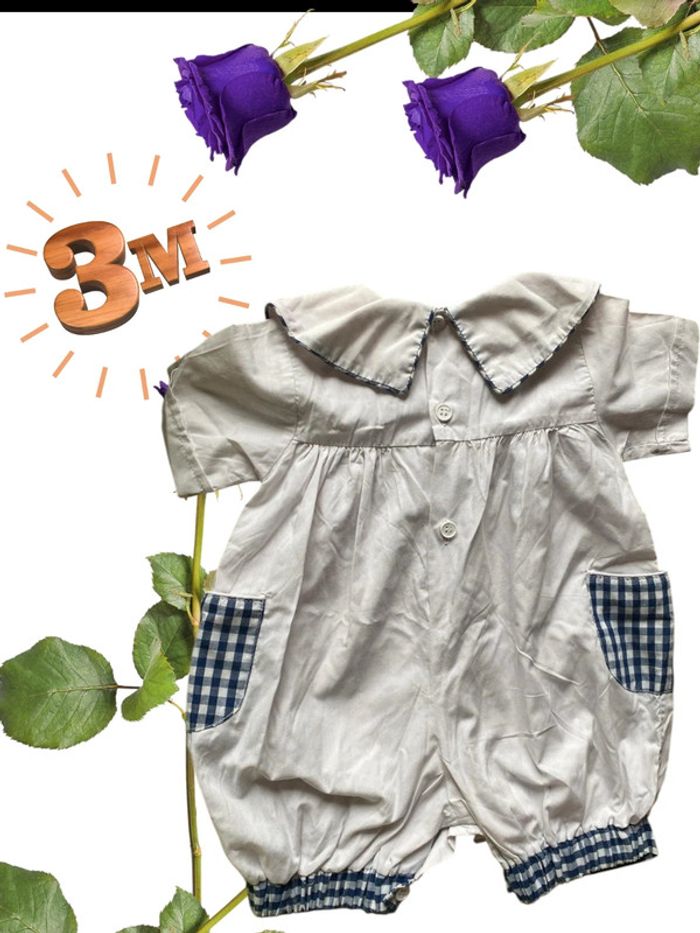 Combinaison bleu et blanc été marin - 3 mois - photo numéro 2