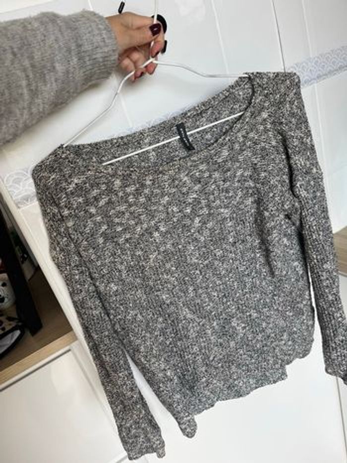 PULL Naf Naf Gris Pailleté S - photo numéro 5