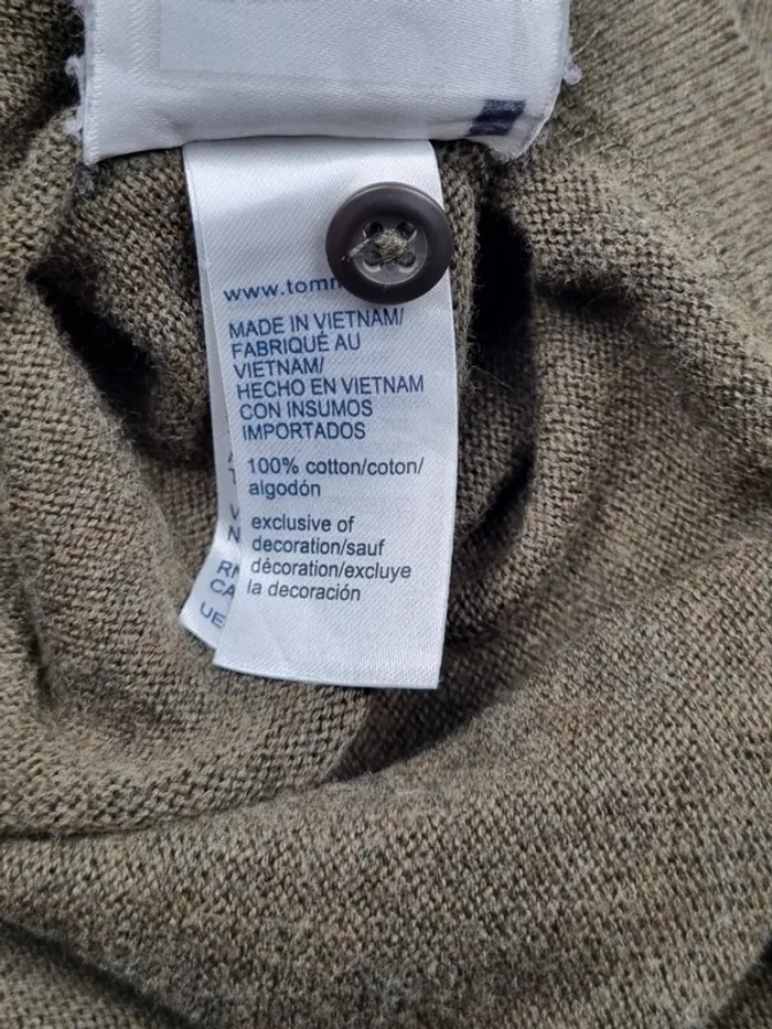 Pull 1/4 boutonné kaki Tommy Hilfiger – Taille M Homme (mesures en photos) - photo numéro 10