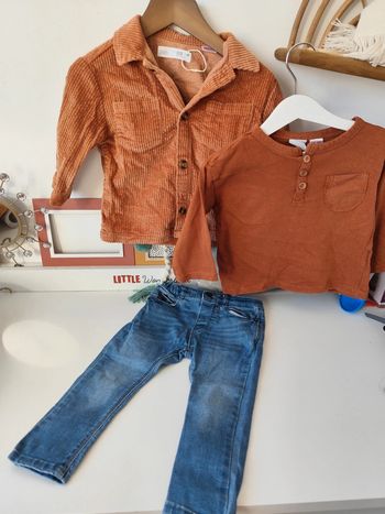 Ensemble 12/18 mois Zara veste surchemise velour jeans haut
