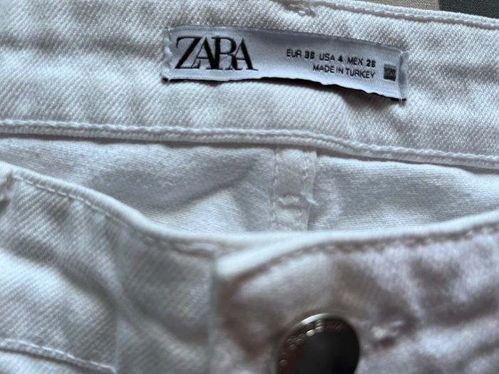 Jeans Zara blanc droit coupe crop - photo numéro 7
