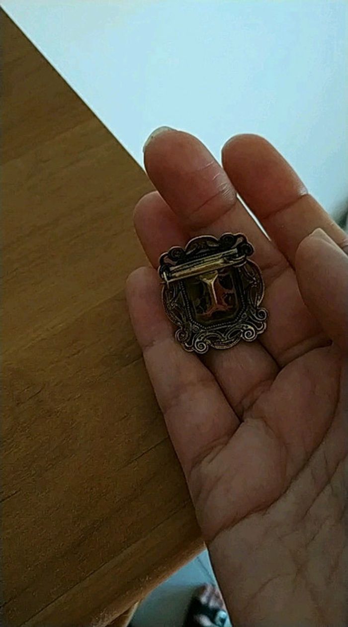 Broche ancienne pierre rose violette - photo numéro 2