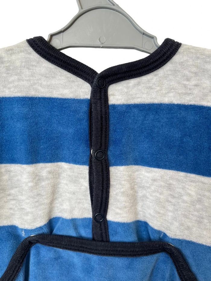 Pyjama velours gris et bleu - Petit Bateau 3 mois (60cm) - photo numéro 5