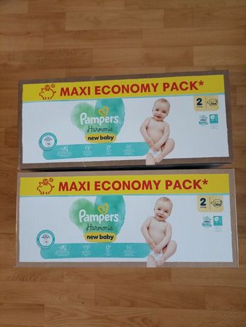 2 cartons de couches Pampers harmonie T2 taille 2