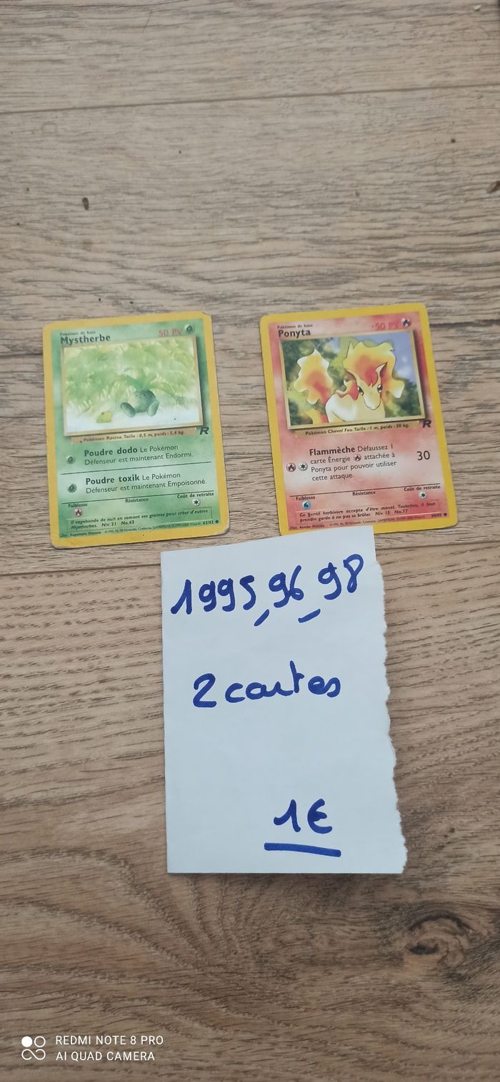 2 cartes pokemon 1995,96,98