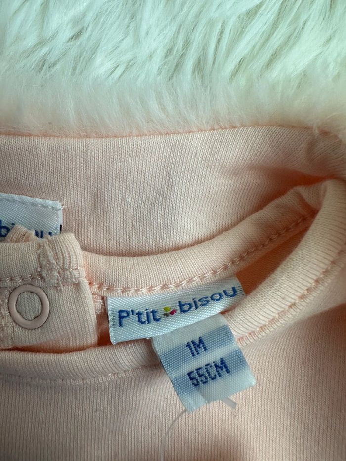 T-shirt manches longues et gilet fourrure p’tit bisou taille 1 mois - photo numéro 4