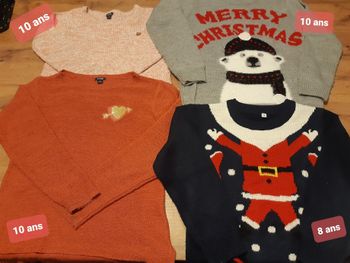 Lots 4 pulls fille 8-10 ans
