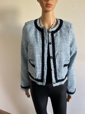 Veste bleue neuve en tweed Naf Naf taille 40 (valeur 69€)