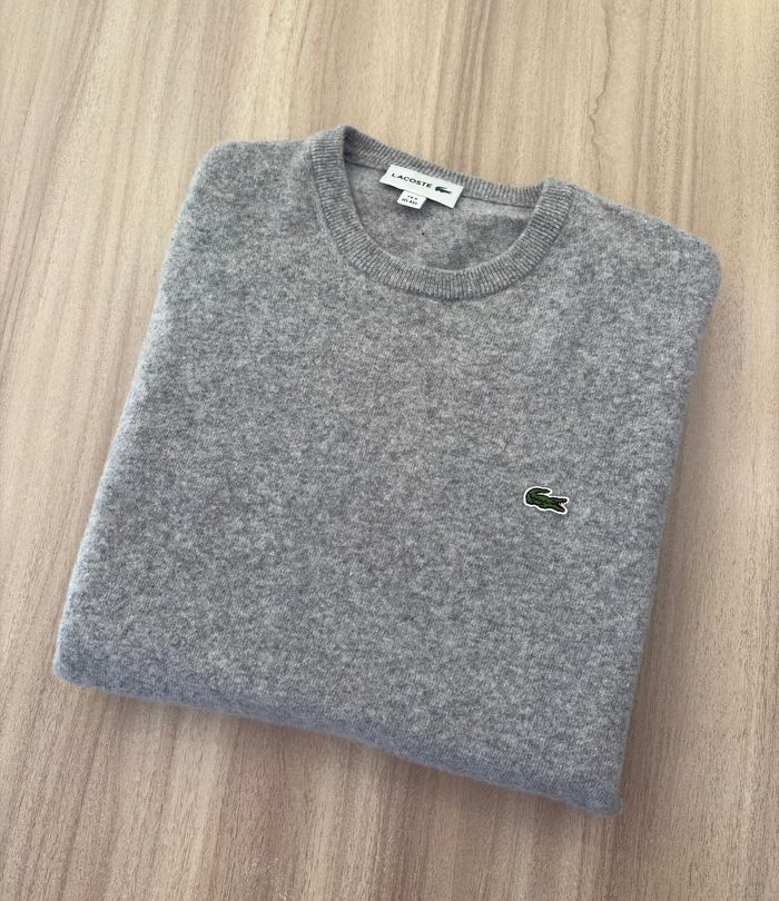 Pull en laine Lacoste gris taille 9 (4XL) - taille petit, équiv. 2XL