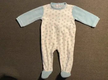 Pyjama velours bleu ciel/blanc Absorba