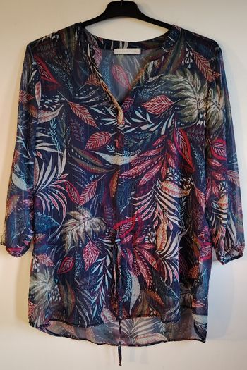 Blouse femme Armand Thiery imprimé feuillage multicolore manches 3/4