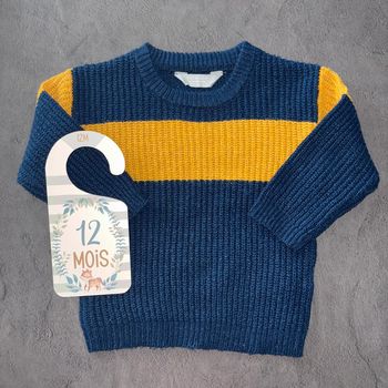Pull rayé bleu marine orange Primark / 12 mois / Très bon état