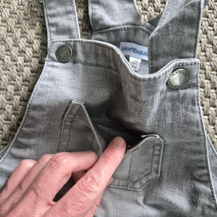 Salopette courte en jean gris mixte - 3 ans - photo numéro 4