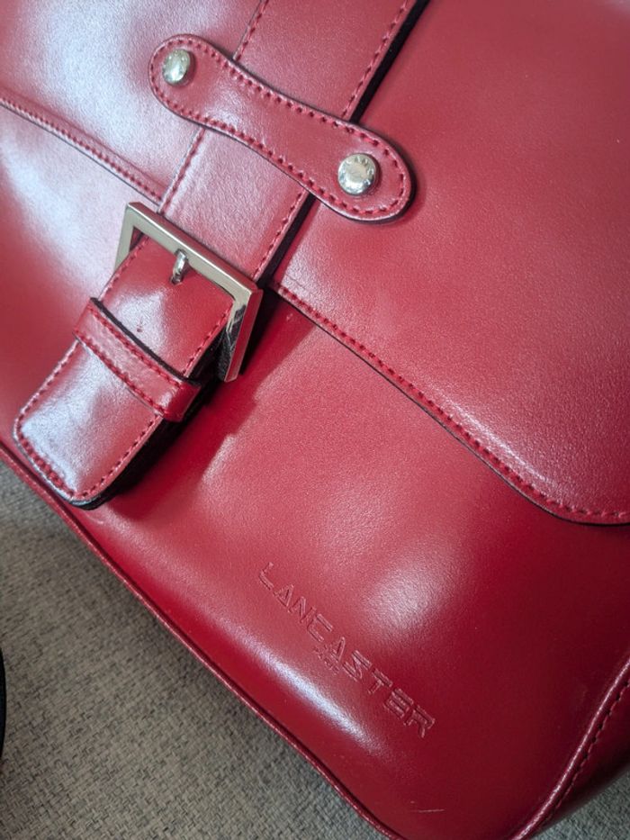 Sac Lancaster comme neuf rouge bordeaux bandoulière - photo numéro 2