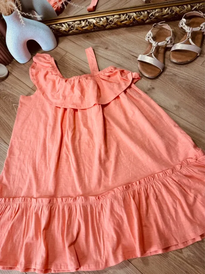 Taille 8 ans robe d’été fille TAO saumon * volants * 🌸 - photo numéro 4