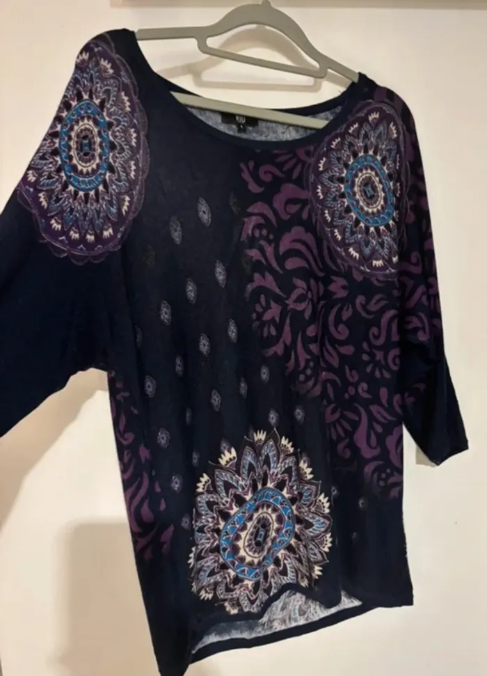 Jolie pull violet manche 3/4 Riu taille 36/S en excellent état - photo numéro 2