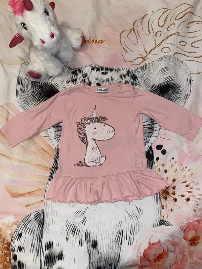 Robe licorne manches longues, taille 12 mois, marque Bougli Bougla.
