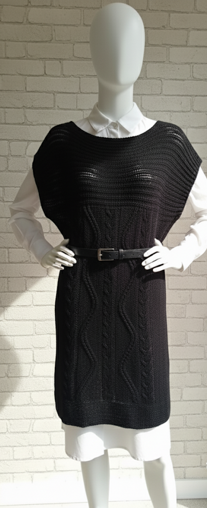 Robe Tunique Maille Noire Chic - photo numéro 3