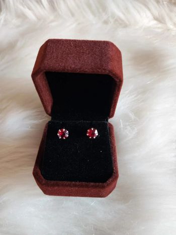 💎Boucles d'oreilles Zirconium Rouges Bordeaux 💎