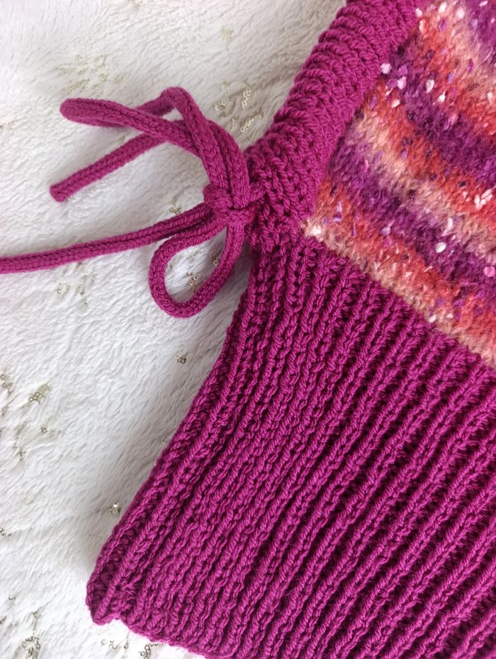 Cagoule femme hood Balaclava violine uni et chiné neuf fait mains - photo numéro 7