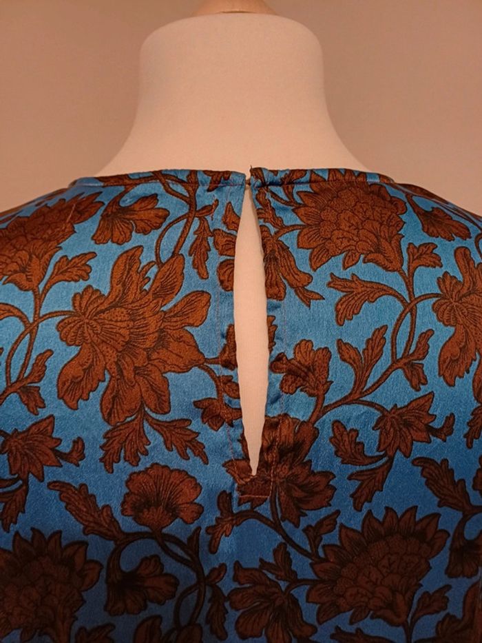 Robe fluide bleue et marron Sfera taille L 40 - photo numéro 7