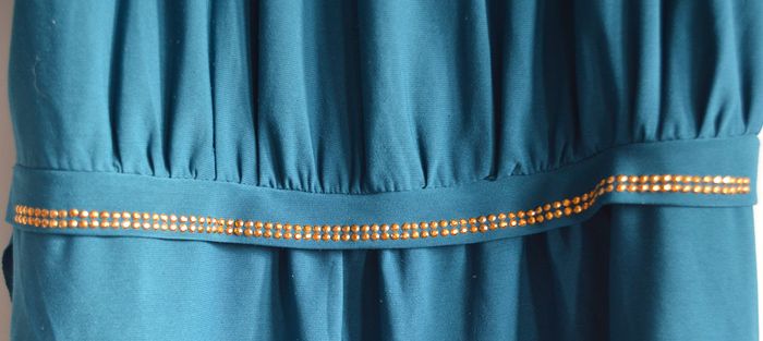 Haut Belle & Coeur Paris bleu canard manches courtes col élastiqué ceinturé - photo numéro 3