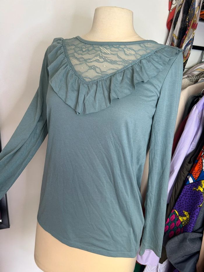 Teeshirt manches longues turquoise - photo numéro 2