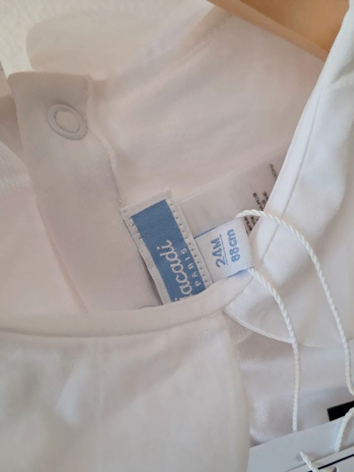 🏷 Tee shirt Jacadi manches longues blanc 24 mois neuf - photo numéro 3
