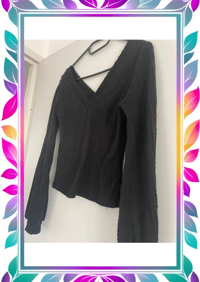 Blouse noir côtelé SHEIN S - photo numéro 3