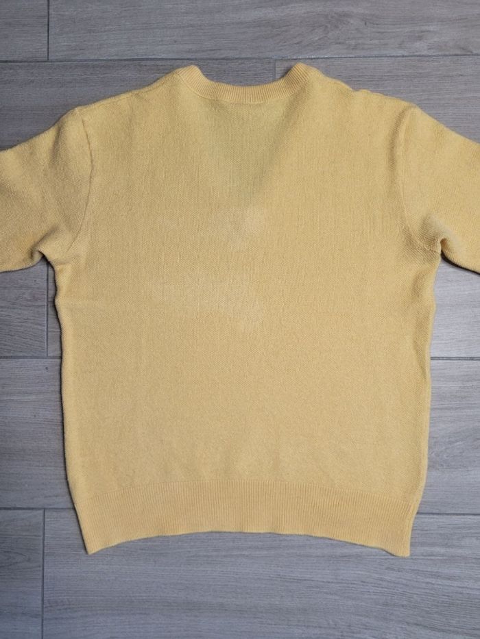 Pull Lacoste Vintage Col V | Jaune Citron | 100% Coton | Taille M Femme - photo numéro 2