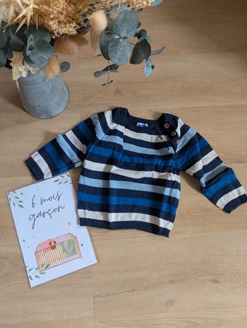 Pull rayé Mots d'enfants 6 mois.