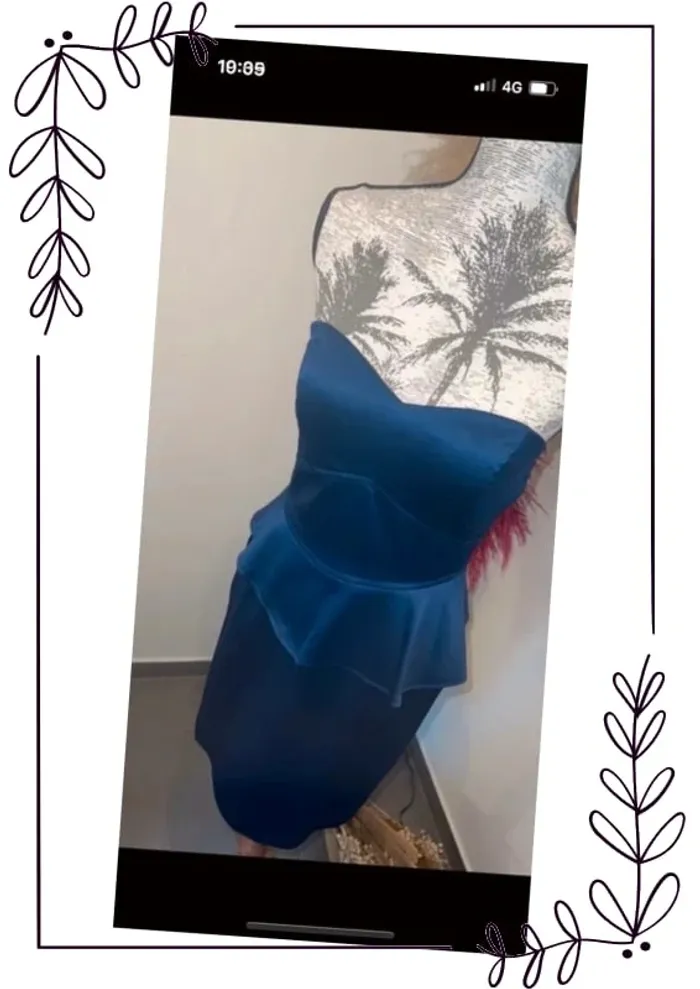Robe bustier bleu satiné - photo numéro 7